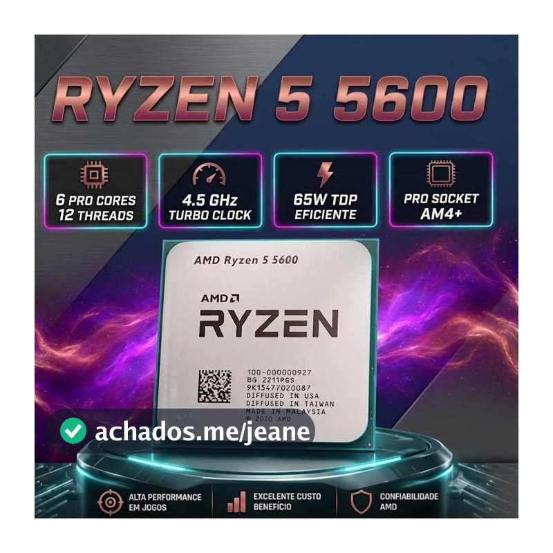 Processador AMD Ryzen 5 5600 AM4 6 Núcleos 12 Threads