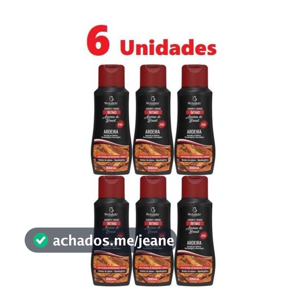 Kit 6 Sabonete Íntimo Aroeira Aromas do Brasil Bio Instinto 200ml