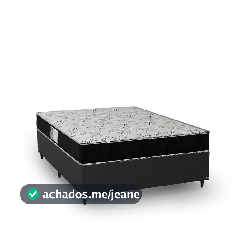 Cama Box Casal + Colchão D33 One Face - Couro Preto