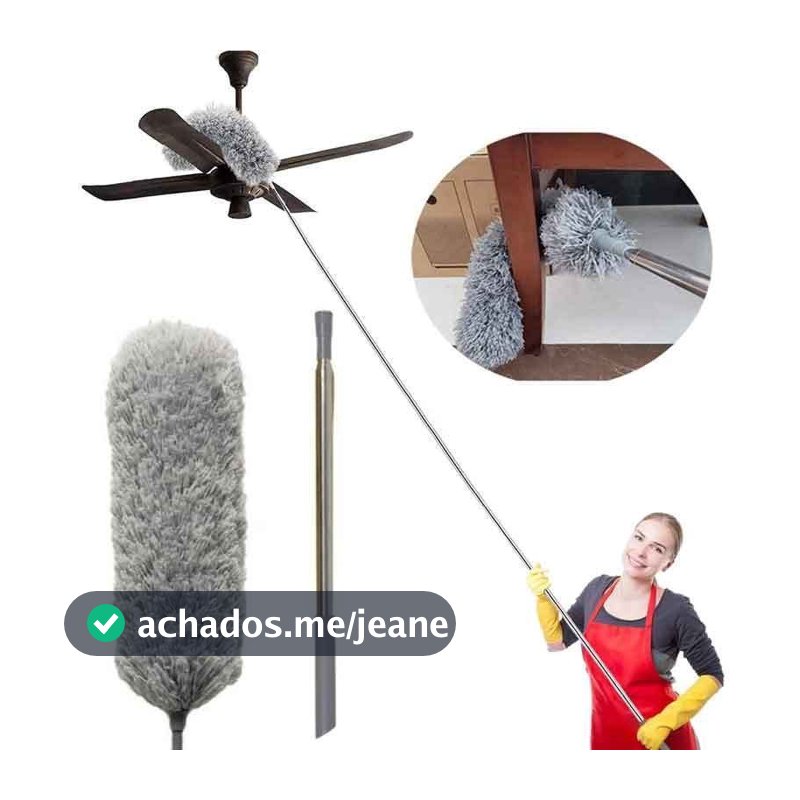 Espanador de Pó Para Limpeza em Microfibra Com Cabo Extensor e Retrátil Lavável 2,8m Escova De Limpeza De Poeira