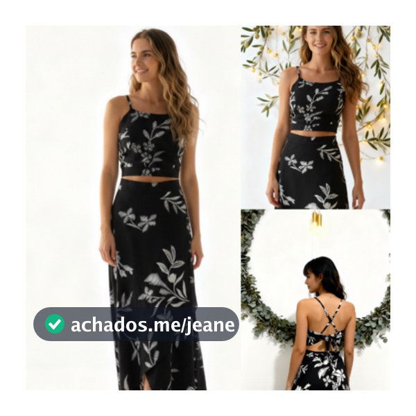 CONJUNTO FEMININO  CROPPED + SAIA ENVELOPE ESTAMPADO MODA VERAO ELEGANTE 2026 ENVIO RAPIDO