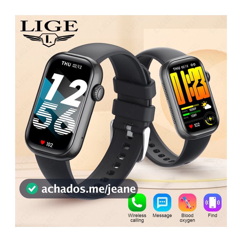 LIGE Pulseira Inteligente Relógio De Pulso IP68 À Prova Dip68 Água Bluetooth Chamada Freqüência Cardíaca Oxigênio No San