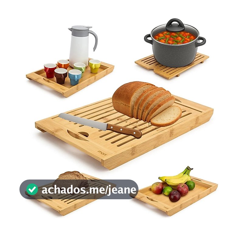 Tabua Cortar Pão Migalheira Bambu Corte Pães Bandeja Madeira