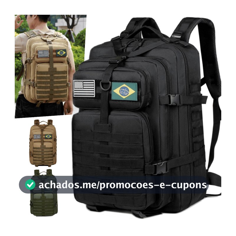 Mochila Militar Tática Impermeável 50L - Durável, Espaçosa e Antifurto