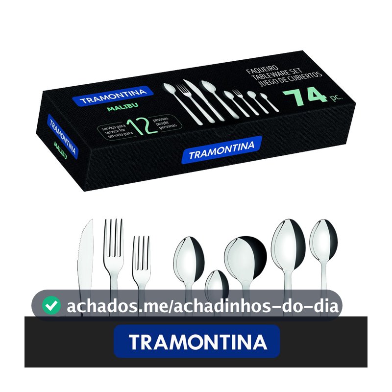 Faqueiro Aço Inox Tramontina Malibu 74 peças