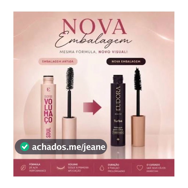 Rímel Máscara de Cílios Bomb Volumaço Eudora Make 10g - EUDORA