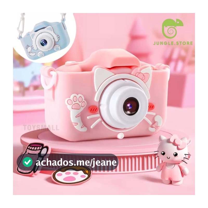 Mini Câmera Infantil Mini Recarregável Com Capa Video Jogos Fotos