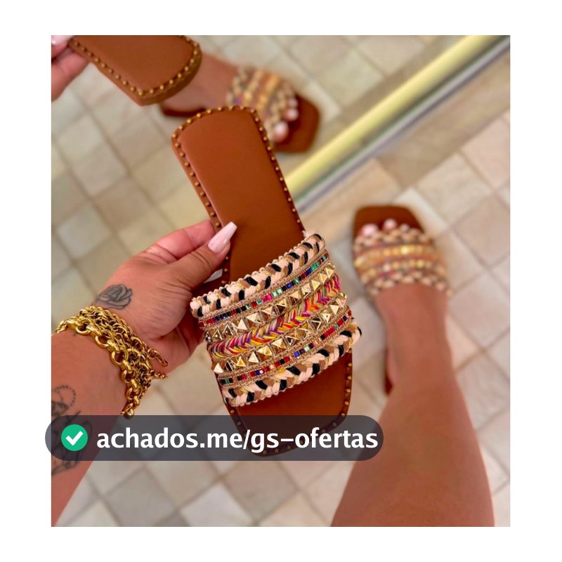 Sandália Rasteira Feminina Boho Chic com Tiras Bordadas | Chinelo Casual Confortável Verão 2026