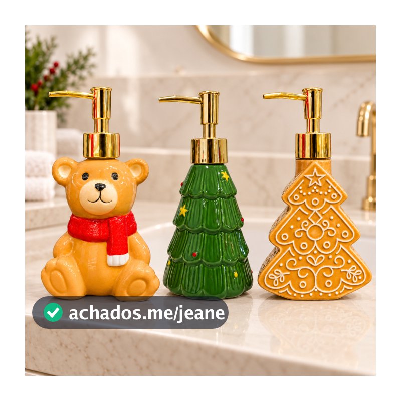 Porta Sabonete Líquido de Natal de Porcelana - Rizzo | Em 3 modelos