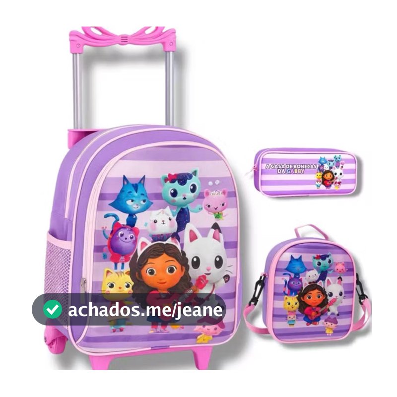 Kit Rodinha Casa da Gaby lancheira Térmica + estojo mochila foro interno