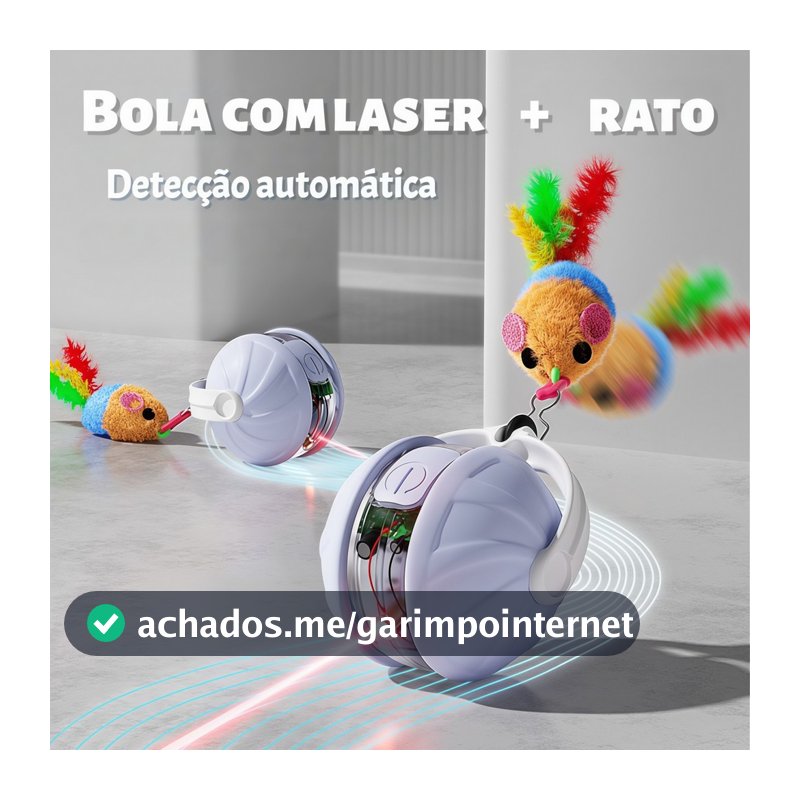 Brinquedo de Rato com Laser para Gatos,Bola Interativa Automática Inteligente, Ideal para Gastar Energia e Diversão Solo