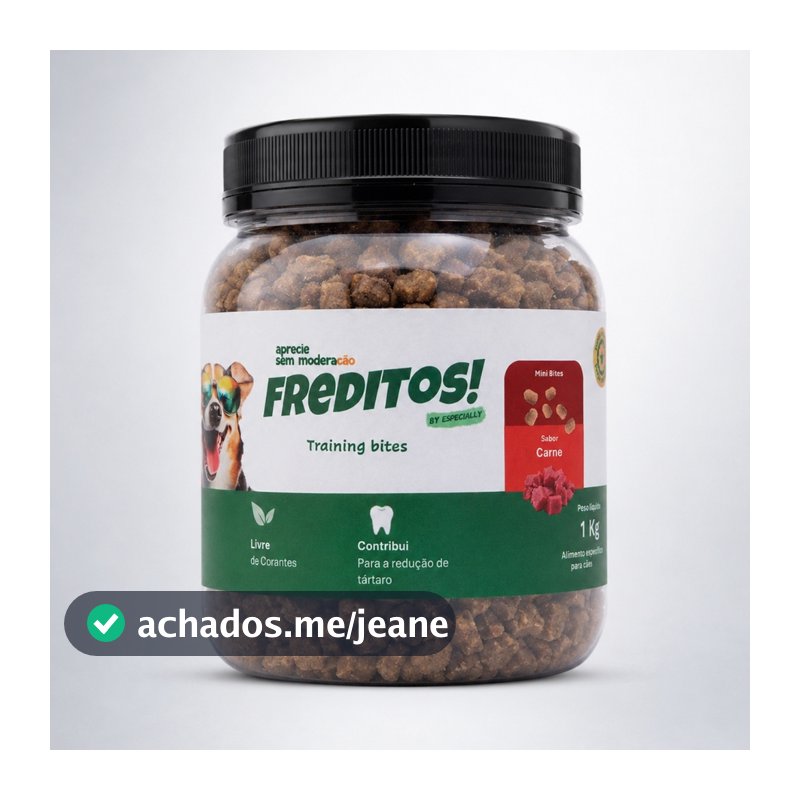 Snack Freditos Para Cães Petisco Mini Bites Sabor Carne Pote 1kg