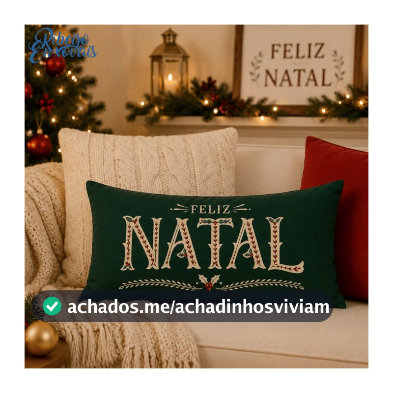 Almofada decorativa baguete 30x50 Feliz Natal TECIDO SUEDE PAPAI NOEL