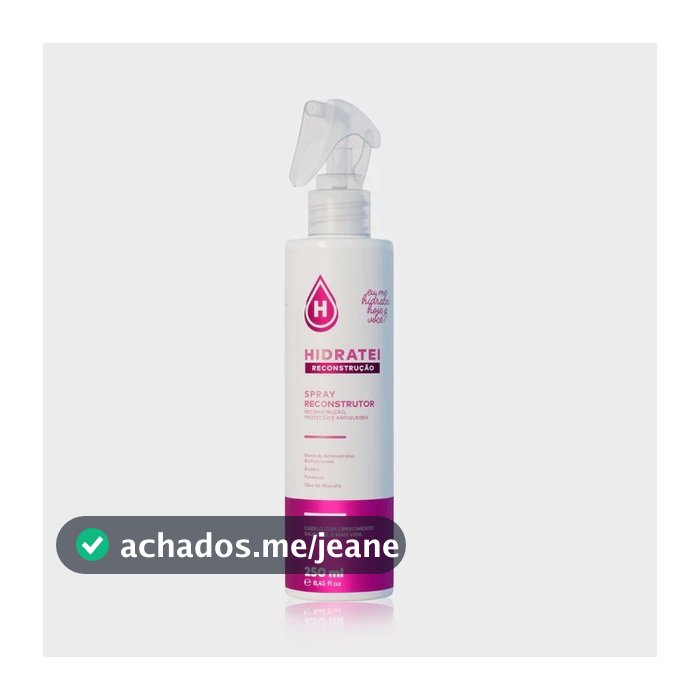 Leave-in Spray Reconstrução Hidratei 250ml Fios Danificados Proteína Antiquebra Brilho