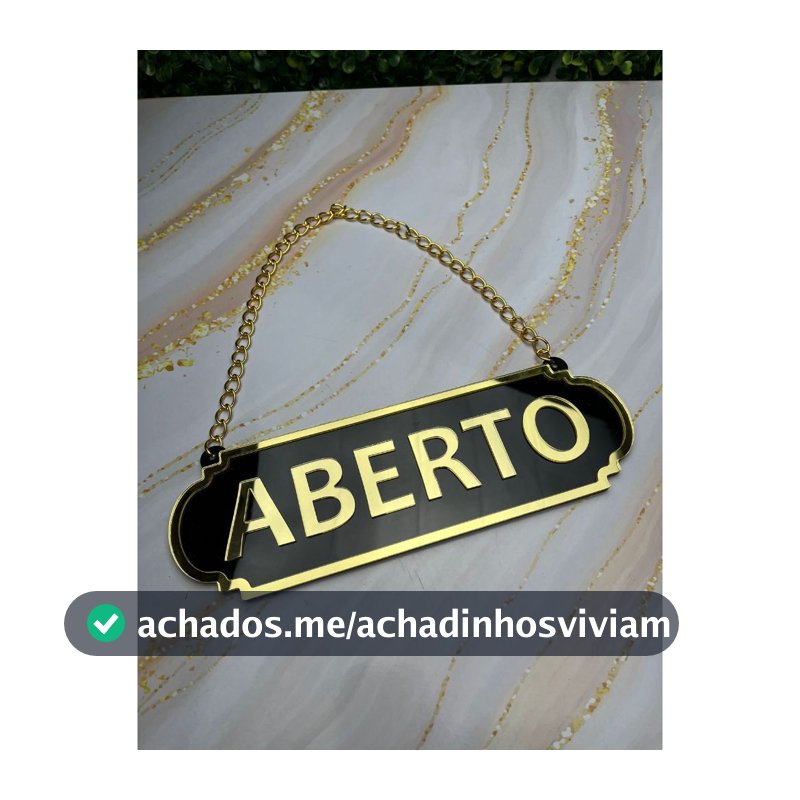 PLACA ABERTO E FECHADO EM ACRILICO ESPELHADO COM VENTOSA