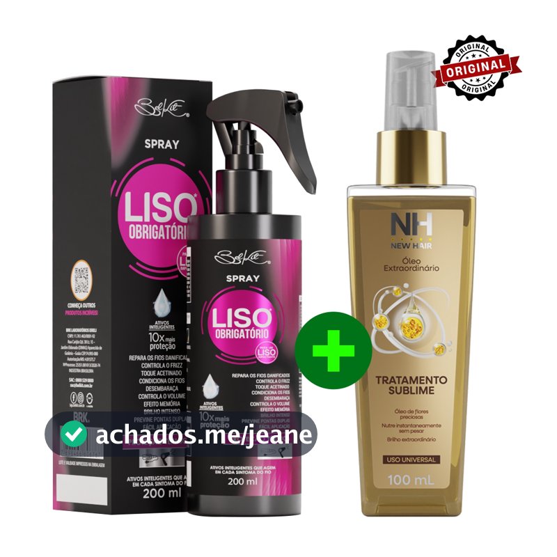 Óleo extraordinário New Hair 100ml + Spray Finalizador Liso Obrigatório 200ml | Proteção térmica