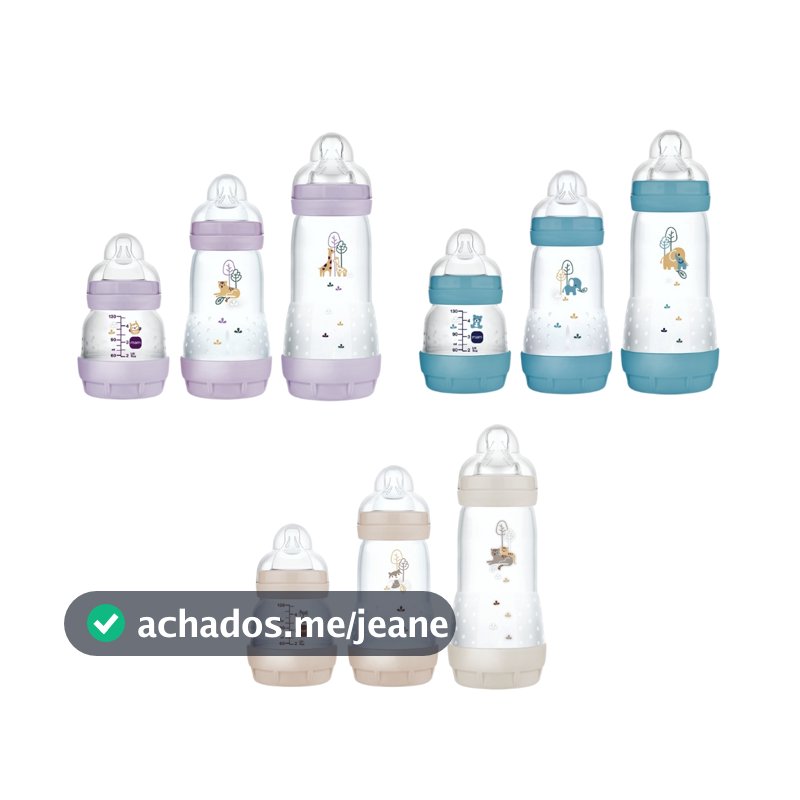 Kit 3 Mamadeiras MAM Easy Start 130ml 260ml 320ml Fluxo Lento Bico Silicone Completo