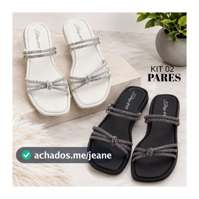 Kit 02 Pares Sandália Rasteirinha Feminina Antiderrapante Confortável Envio Imediato