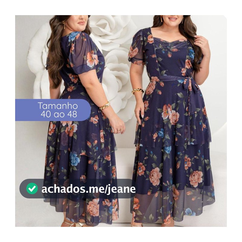 Vestido Midi Godê Tule Estampado Festa Casamento Pluz Size Formatura