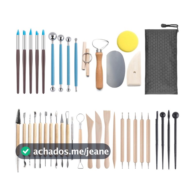 Kit 30/40 Peças Profissionais Escultura Argila Modelagem Corte