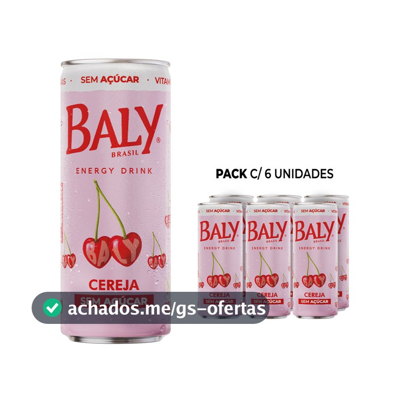 Energético Baly Cereja Sem Açúcar 250ml x 6 UN