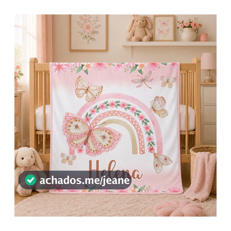Manta para Bebê Menina Personalizada com Nome em malha leve tipo cueiro várias estampas frente e verso