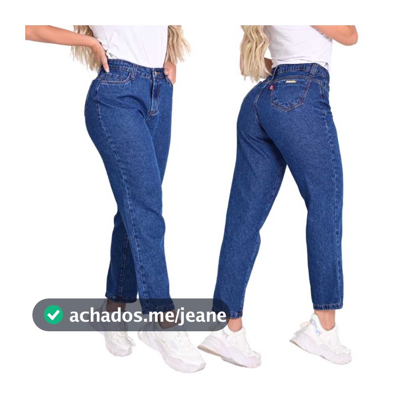 Calça Mom Jeans Feminina100% Algodão Cintura Alta Sem Lycra Cos alto