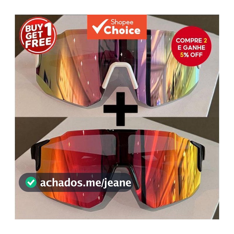 Compre 1 e Ganhe 1 Grátis: 2 Óculos de Sol Esportivos UV400 à Prova de Vento, ideais para ciclismo, esqui e direção