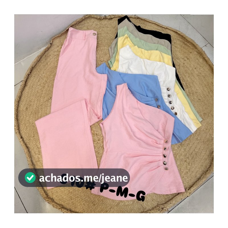 YAN FASHION | Conjunto Feminino Alfaiataria Blusa Ombro Único com Botões e Calça Pantalona — Elegante e Sofisticado