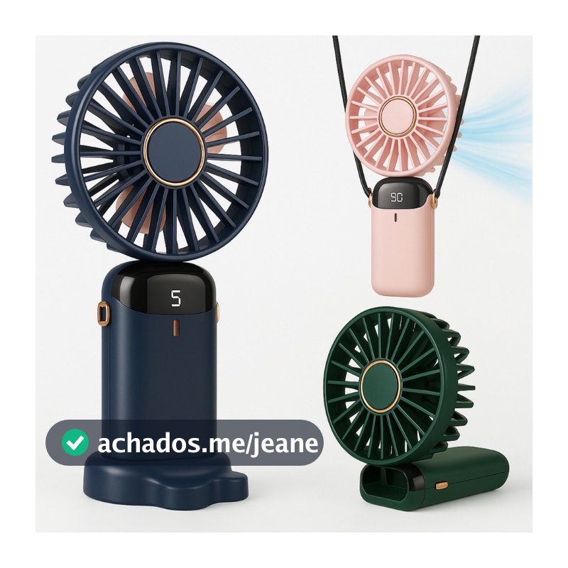Mini Ventilador Portátil 5 Modos Dobrável Digital USB Recarregável Mesa Escritório Presente