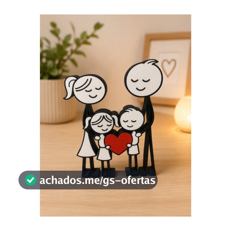 Enfeite Decorativo Família com Coração | Decoração Minimalista para Sala | Presente Criativo Casa Nova, Dia das Mães e D