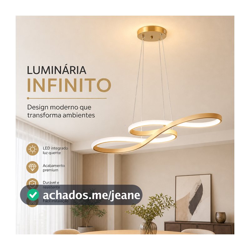 Lustre LED Moderno Entrelacado 3 Cores de Luz Bivolt 110/220V para Sala de Estar Sala de Jantar e Quarto