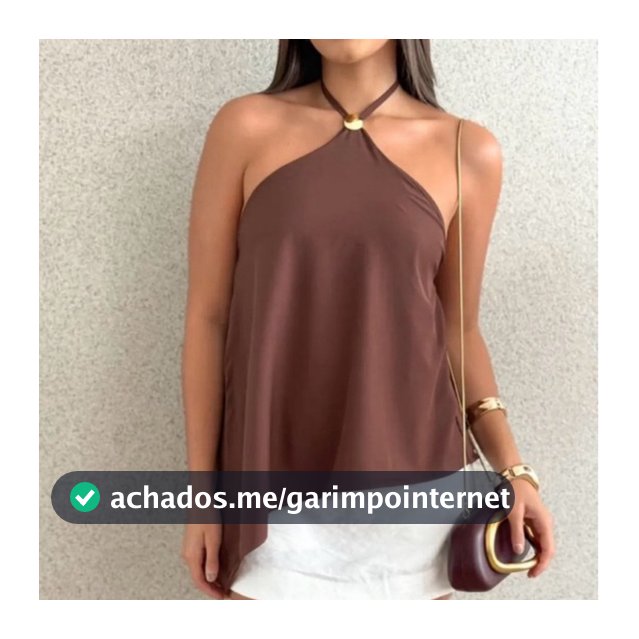 Blusa Feminina Frente Única Assimétrica Elegante Fivela Dourada amarração no pescoço crepe duna elegante casual