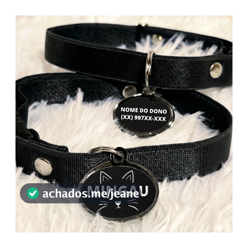 Coleira Para Gato Com Nome e Telefone Gravação Grátis Personalizada