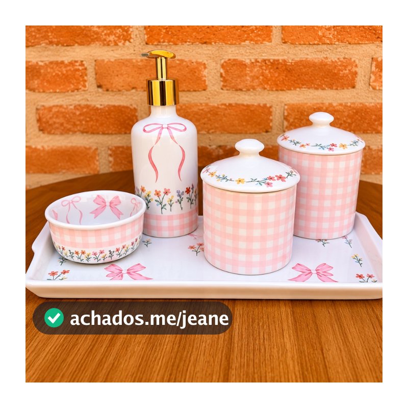 Kit Higiene Xadrez E Laços -maternidade Bebe - Ouro Em 12k