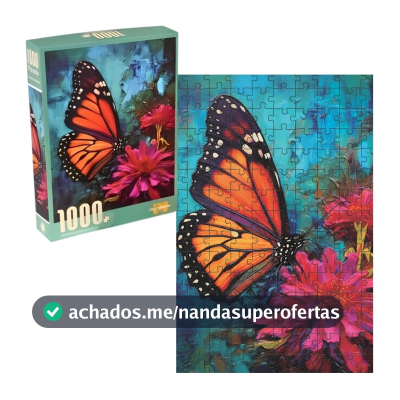 Quebra Cabeça Borboletas e Flores 1000 Peças Premium Textura Sedosa - Castela