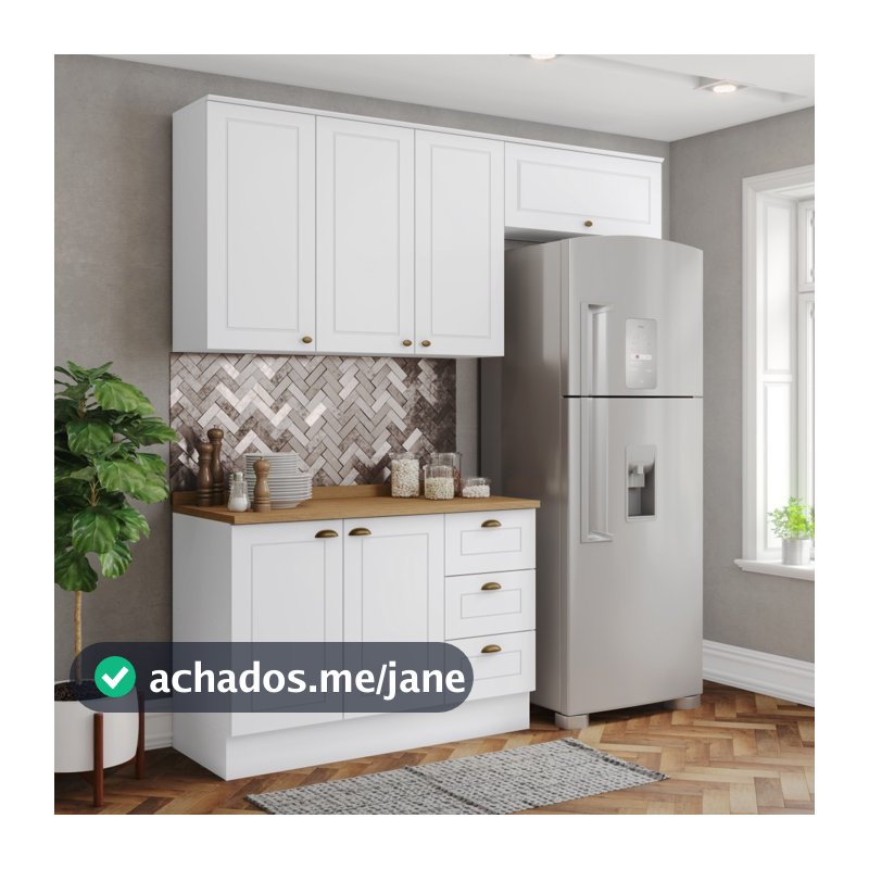 Cozinha Compacta Americana 6 Portas 3 Gavetas 100% Mdf Branco/Nature - Henn