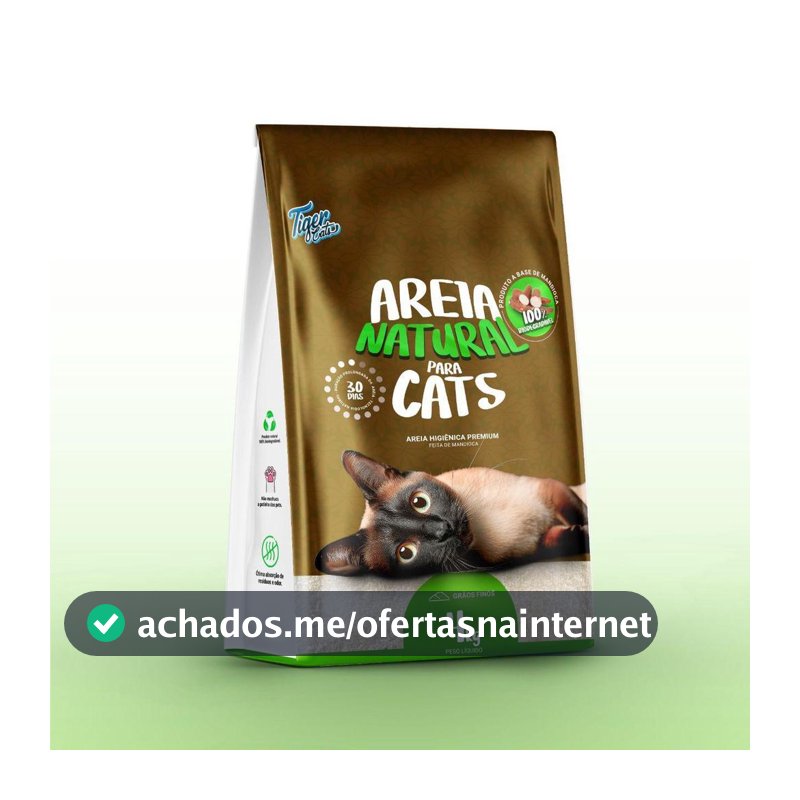 Areia Higiênica Biodegradável Mandioca Para Gato Tiger Cats 4Kg