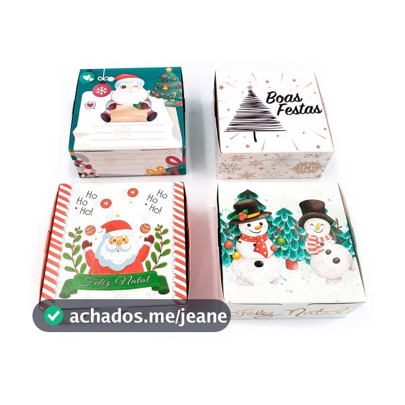 Caixas de Natal (8,5x8,5x3,5cm) para doces, bombons, lembrancinhas, presentes,trufas ou sabonetes