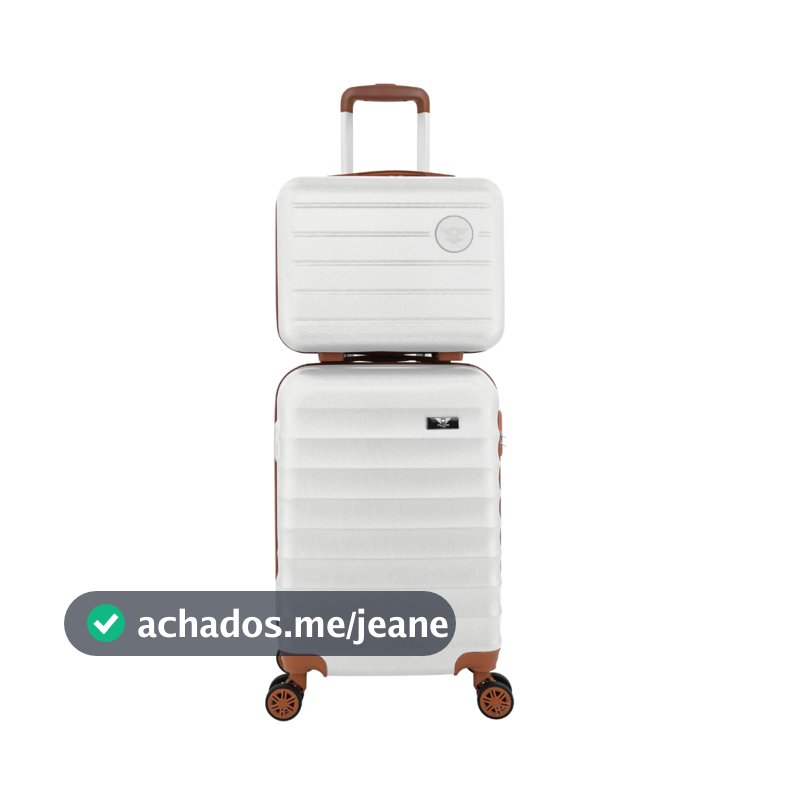 Kit Mala de Bordo Viagem Avião 10kg Pequena ANAC 55x35x23cm 4 Rodinhas 360 com Frasqueira de Mão ABS