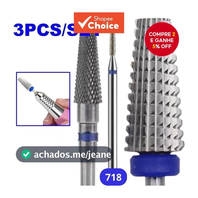 Kit de 3 peças/conjunto: Brocas de Tungstênio Profissionais para Removedor de Esmalte em Gel, para Ferramentas de