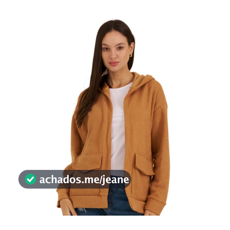 Casaco Blazer Feminino Com Bolsos E Capuz Soft Macio E Confortavel 5423A
