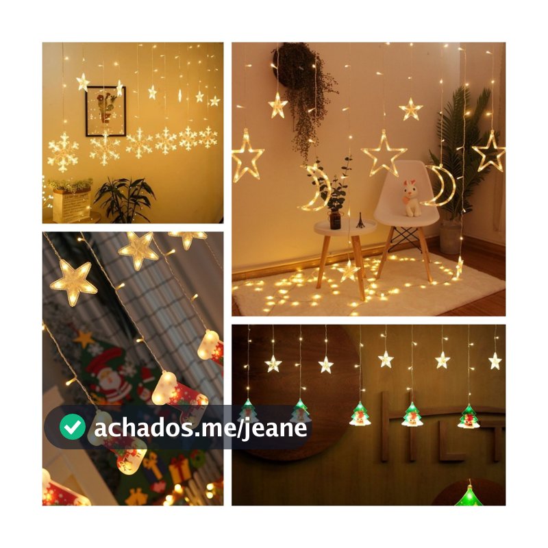 Pisca Pisca De Natal Led  Estrela Lua Papai Noel Neve Decoração 3m ou 10m 110v/220v