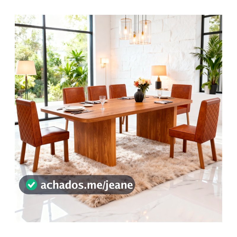Sala de Jantar 180x90 Creta 6 Cadeiras Bom Pastor