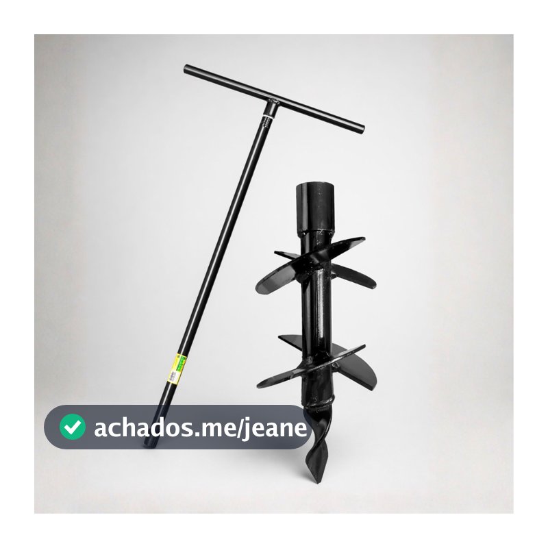 Kit Cavadeira Trado Base Perfurador de Solo 4 Pol (10 Cm) + Extensor de 1 Metro + Cabo 50 cm