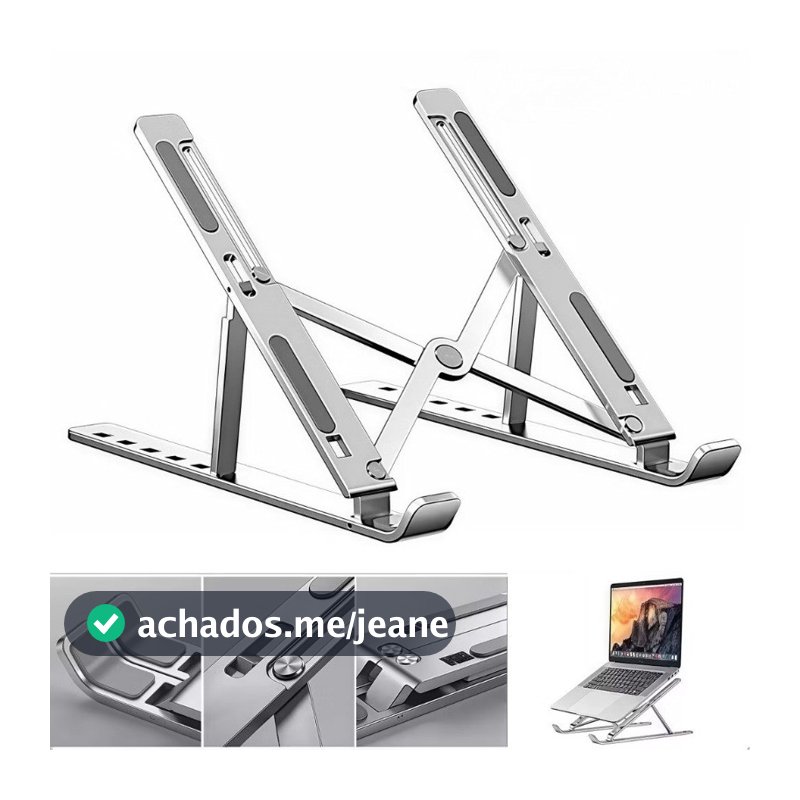 Base para suporte de laptop, adequada para laptops e tablets, feita de liga de alumínio, dobrável e portátil.