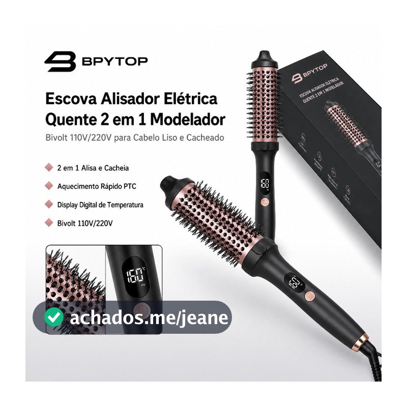 Escova Alisador Elétrica Quente Cabelo Com 2 Em1 Modelador 110V 220V