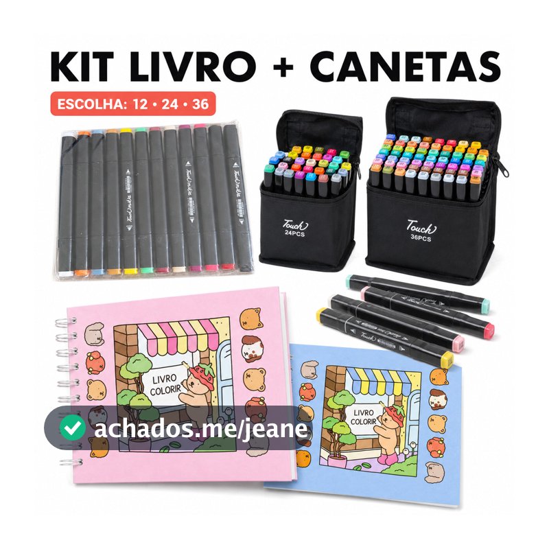Kit Canetas Marcadoras Ponta Dupla 100 120 168 Cores + Livro de Colorir 48 Folhas Desenho Arte