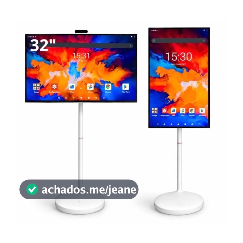 Monitor Touch 32" Full HD com Pedestal Wi-Fi Bluetooth Comando de Voz Câmera Magnética IA Multitoque