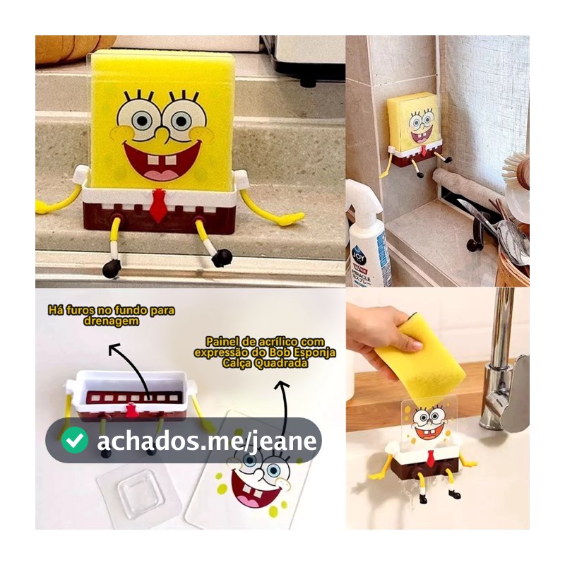 Porta esponja Bob Esponja Divertido – Ideal para Cozinha e Banheiro